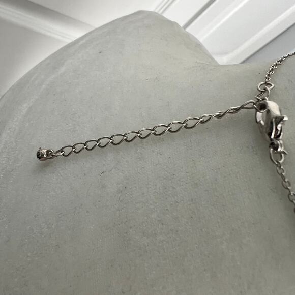 J Initial Rhinestone Studded Adjustable Pendant Necklace on Silver Tone Chain - Picture 5 of 5